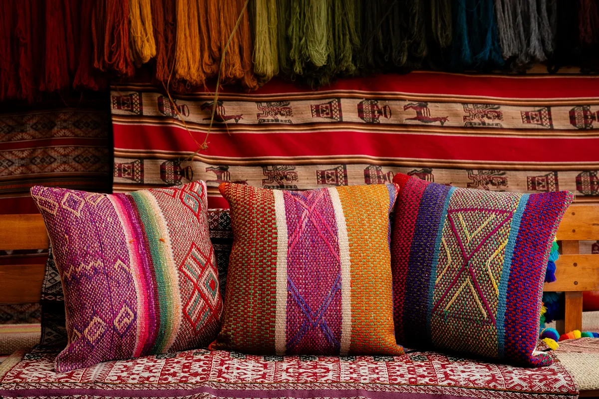 Purple multi-pattern frazada pillow cover